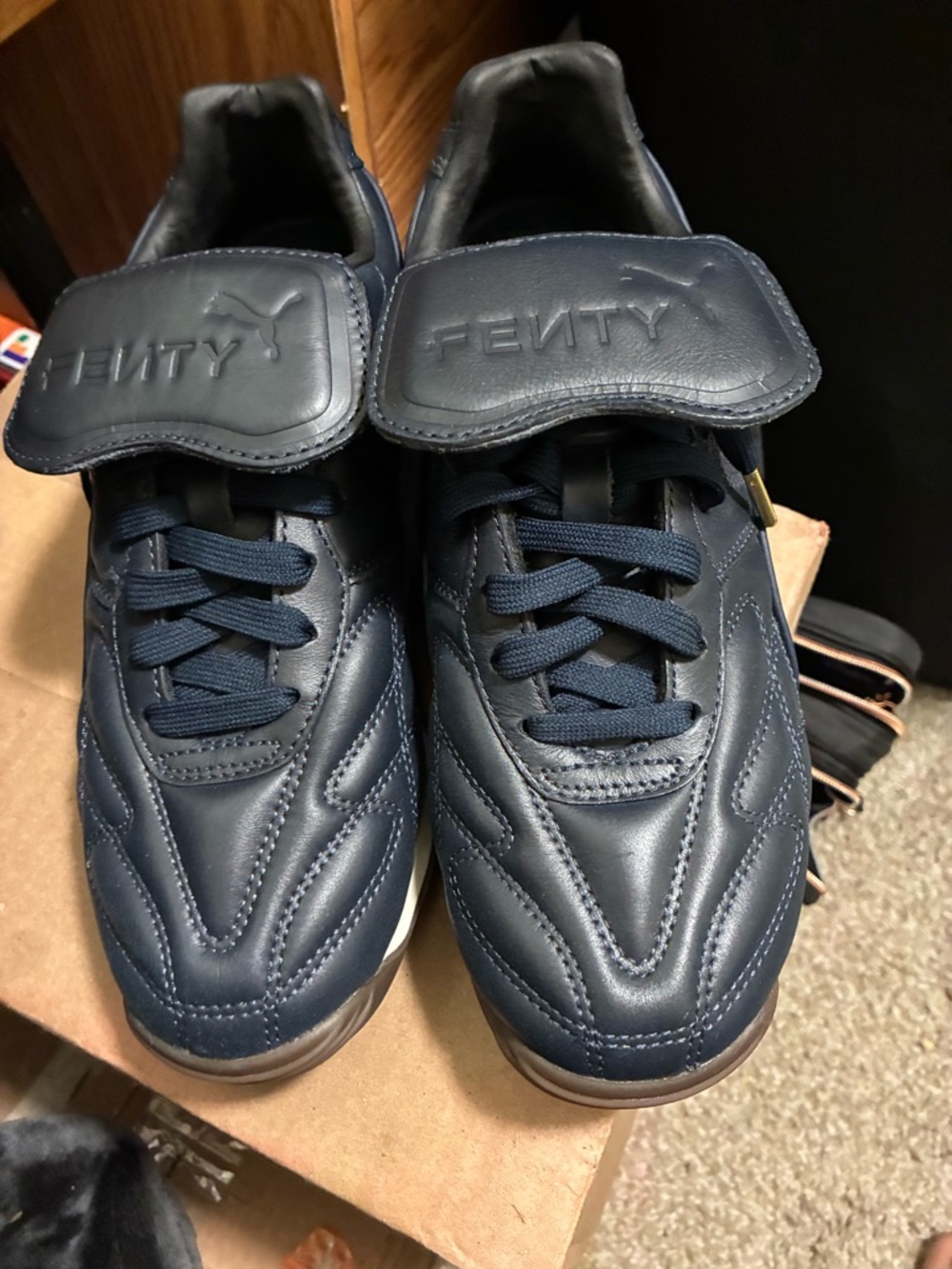 Salvatore Ferragamo Men's Navy Leather Sneakers
